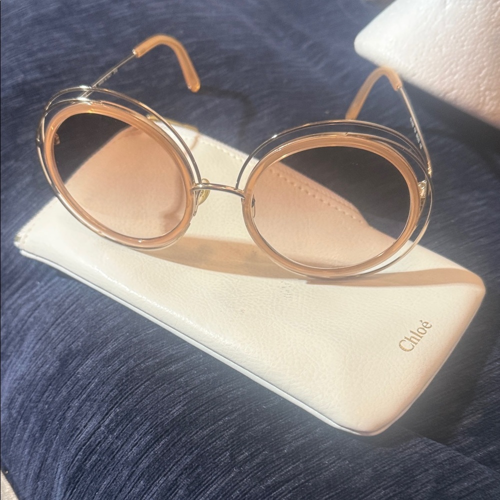 Chloe Tan Round Sunglasses - Picture 3 of 4